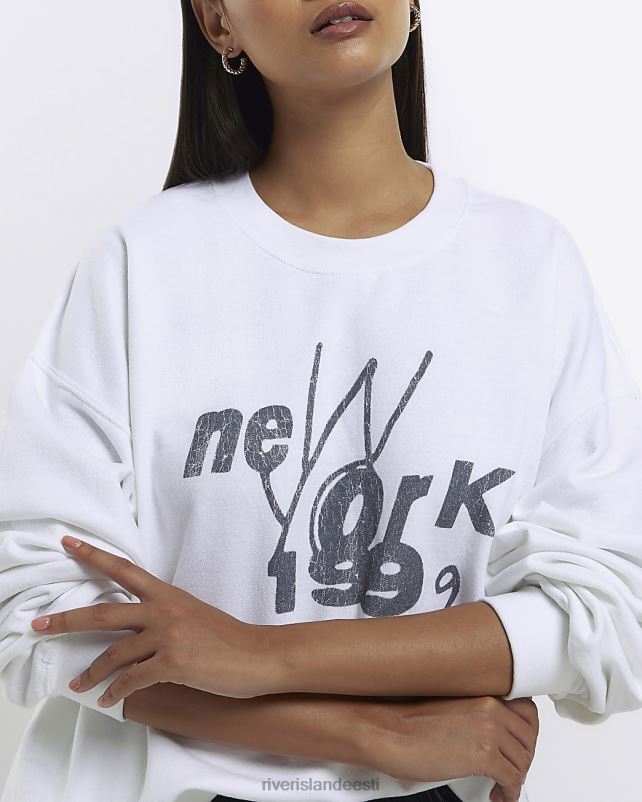 kehakate valge naised River Island graafilise trükiga dressipluus 44TLL4677