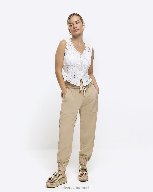 kehakate beež naised River Island väikesed lüotsell-mansetiga sörkijad 44TLL5333