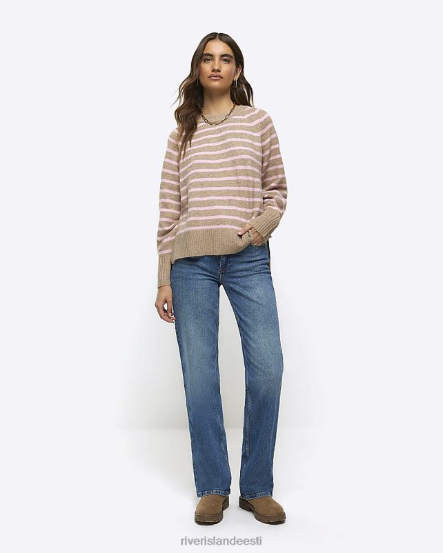 kehakate beež naised River Island kootud triibuline kampsun 44TLL119
