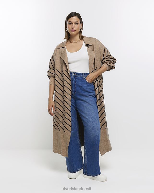 kehakate beež naised River Island pluss triibuline õngekardigan 44TLL5118