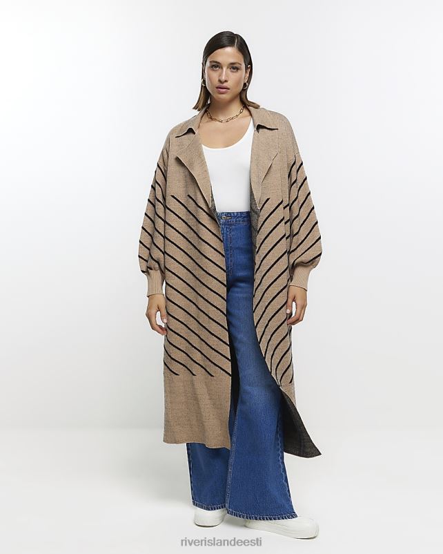 kehakate beež naised River Island pluss triibuline õngekardigan 44TLL5118