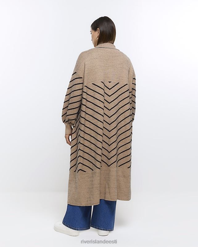 kehakate beež naised River Island pluss triibuline õngekardigan 44TLL5118