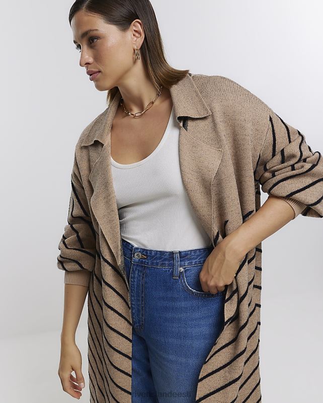 kehakate beež naised River Island pluss triibuline õngekardigan 44TLL5118