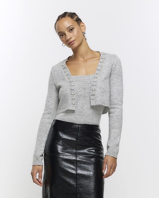 kehakate hall naised River Island kaunistatud kardiganvestide komplekt 44TLL669