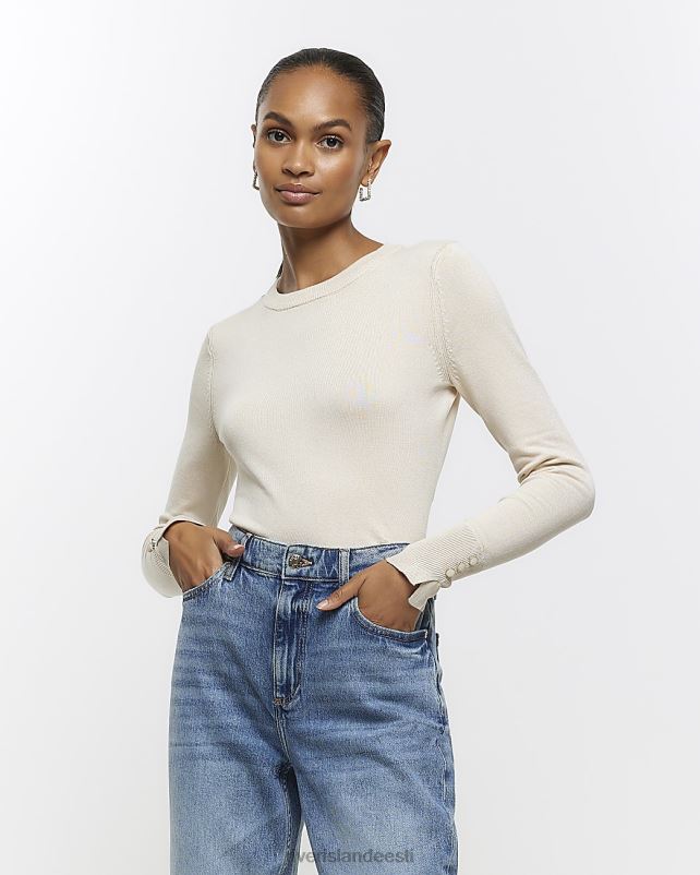 kehakate kreem naised River Island kootud pikkade varrukatega topp 44TLL311