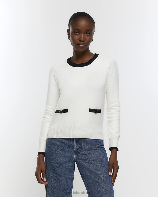 kehakate kreem naised River Island pikkade varrukatega kootud topp 44TLL4480