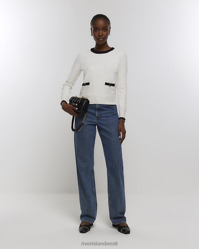 kehakate kreem naised River Island pikkade varrukatega kootud topp 44TLL4480