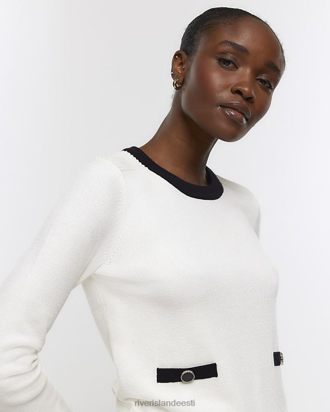 kehakate kreem naised River Island pikkade varrukatega kootud topp 44TLL4480