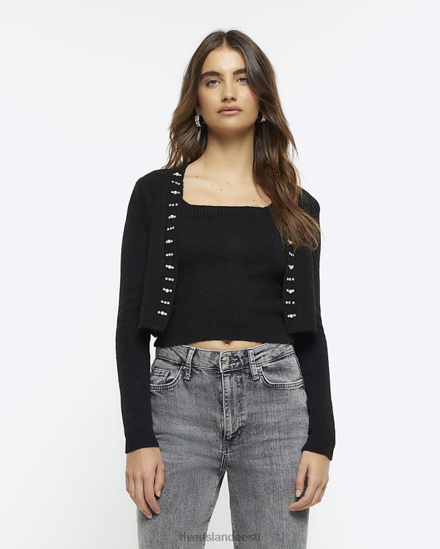 kehakate must naised River Island kaunistatud kardiganvestide komplekt 44TLL668