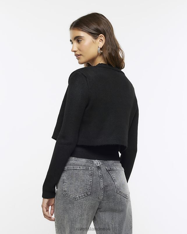 kehakate must naised River Island kaunistatud kardiganvestide komplekt 44TLL668