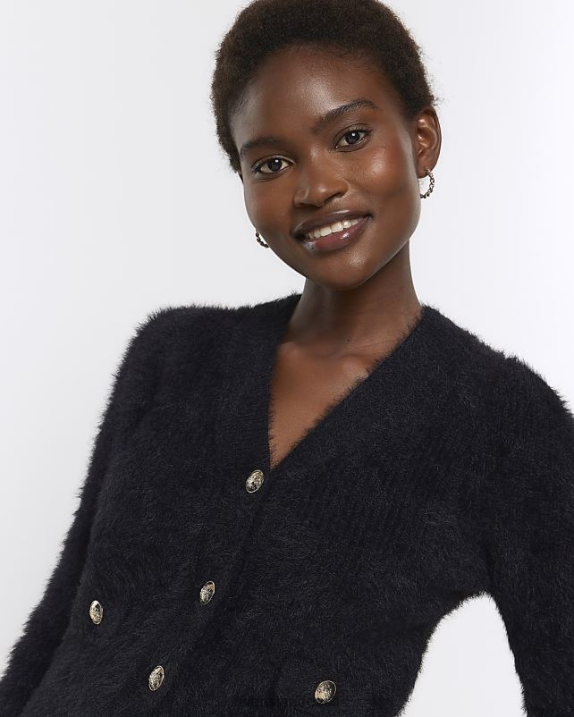 kehakate must naised River Island kootud õlakatetega kardigan 44TLL266