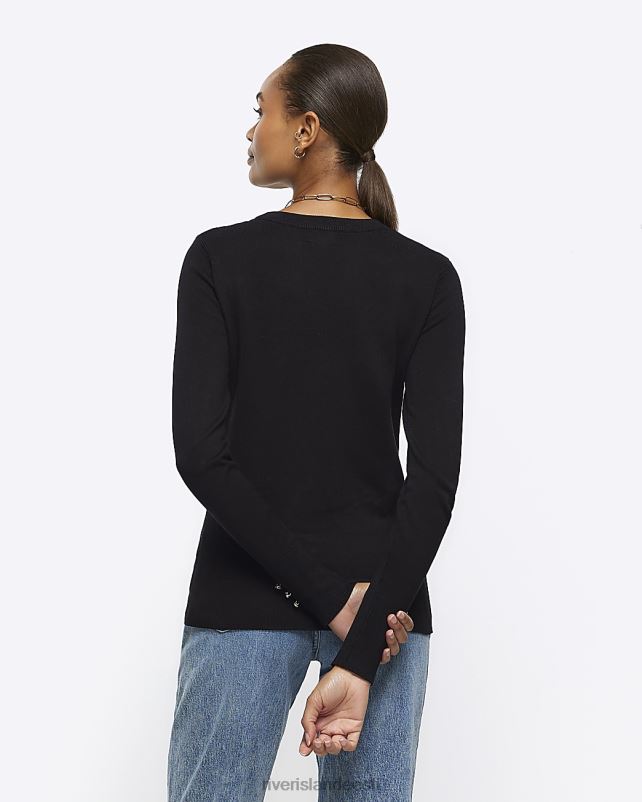 kehakate must naised River Island pikkade varrukatega topp 44TLL312