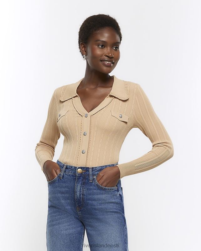 kehakate pruun naised River Island kootud kammkarbi kraega kampsun 44TLL82