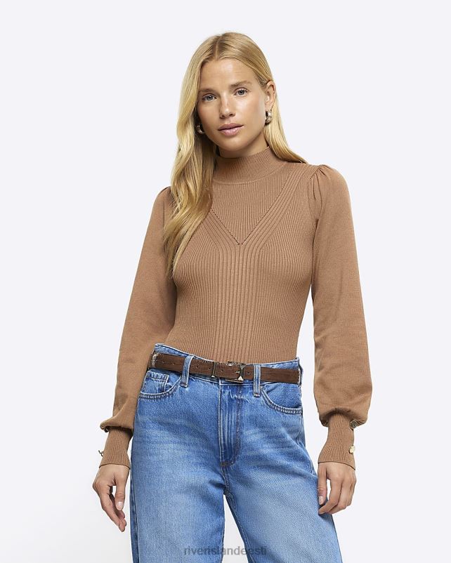 kehakate pruun naised River Island rib mix rull kaelaosa 44TLL174