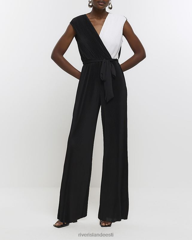 kehakate must naised River Island plisse vööga mähitud kombinesoon 44TLL4491