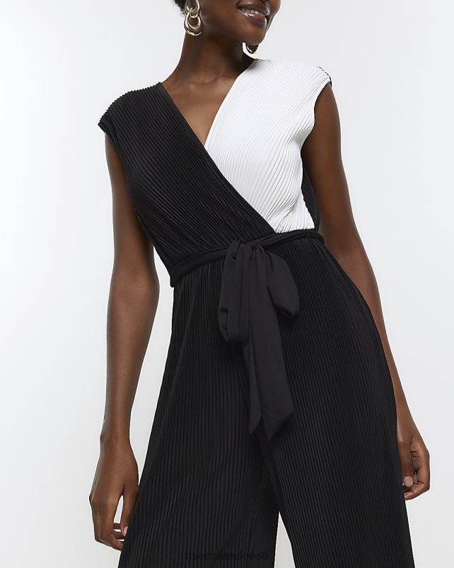 kehakate must naised River Island plisse vööga mähitud kombinesoon 44TLL4491