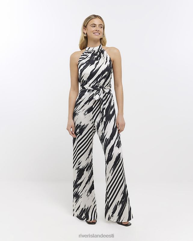 kehakate must naised River Island triibulise kaelusega kombinesoon 44TLL1696