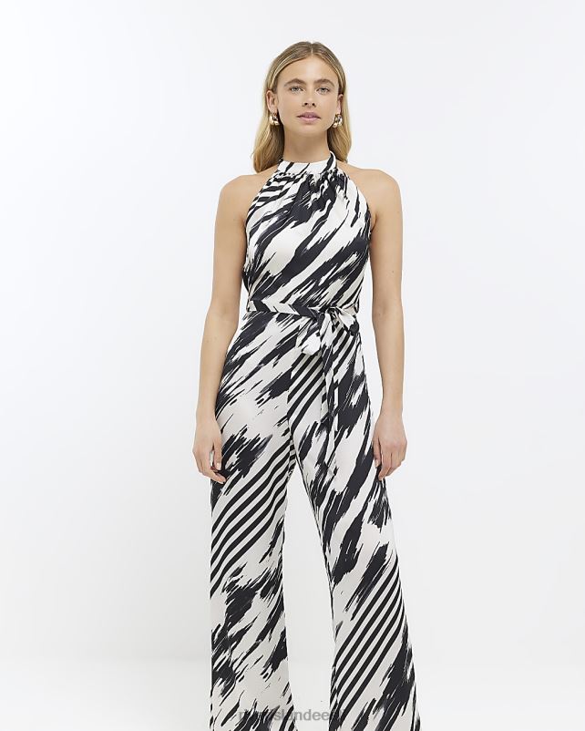 kehakate must naised River Island triibulise kaelusega kombinesoon 44TLL1696