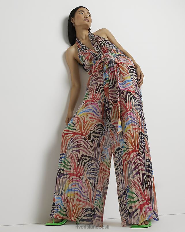 kehakate oranž naised River Island trükitud laia päitsetega kaelusega säär 44TLL2111