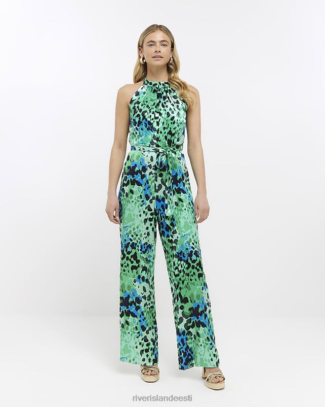 kehakate roheline naised River Island päitsekaelusega kombinesoon 44TLL1697