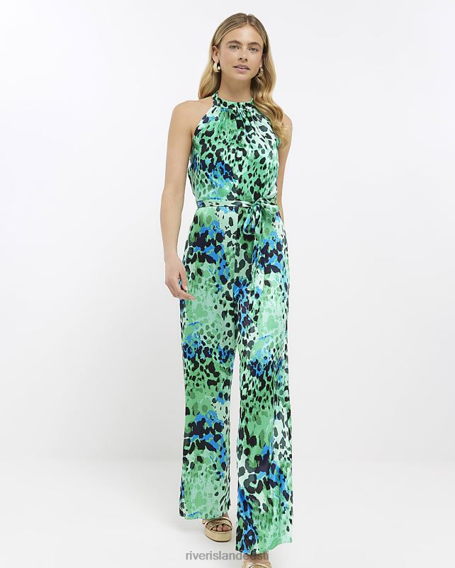 kehakate roheline naised River Island päitsekaelusega kombinesoon 44TLL1697