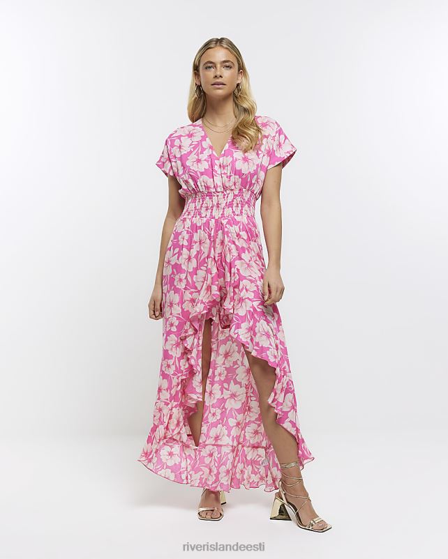 kehakate roosa naised River Island lilleline asümmeetriline mängukostüüm 44TLL4745