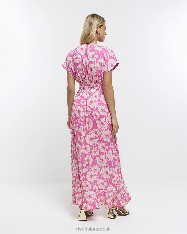 kehakate roosa naised River Island lilleline asümmeetriline mängukostüüm 44TLL4745