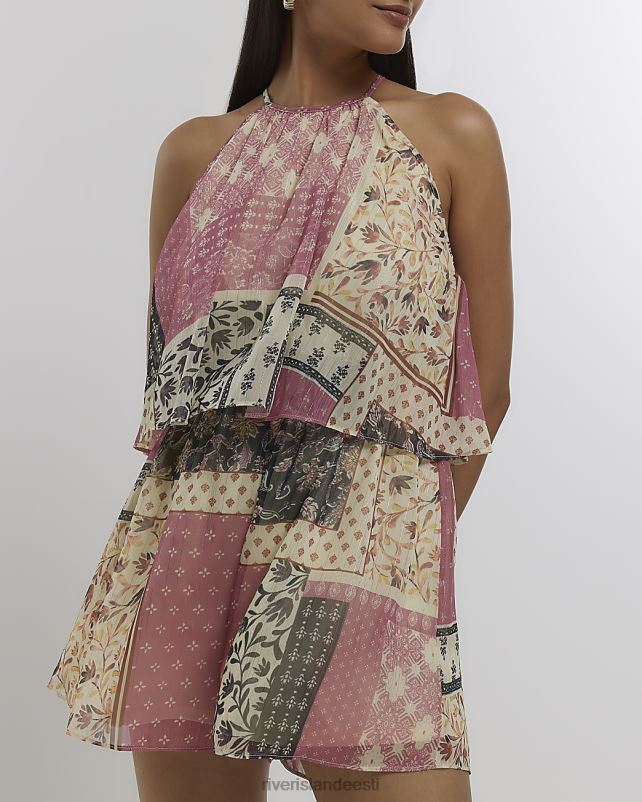 kehakate roosa naised River Island trükitud astmeline mänguülikond 44TLL4586