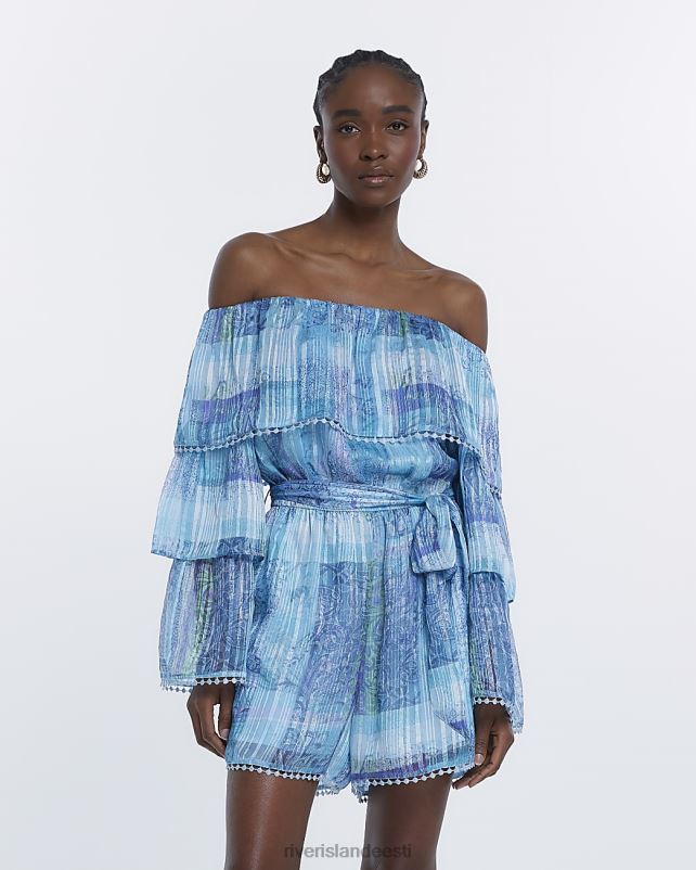 kehakate sinine naised River Island trükitud bardot mängukostüüm 44TLL1602