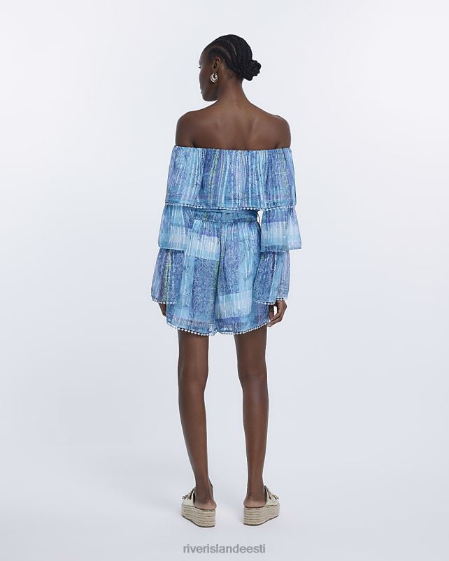 kehakate sinine naised River Island trükitud bardot mängukostüüm 44TLL1602