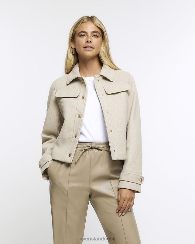 kehakate beež naised River Island nööpidega crop jope 44TLL25