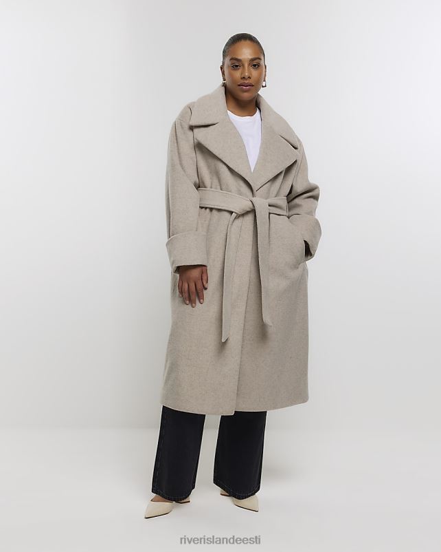 kehakate beež naised River Island pluss vööga mantel 44TLL5088