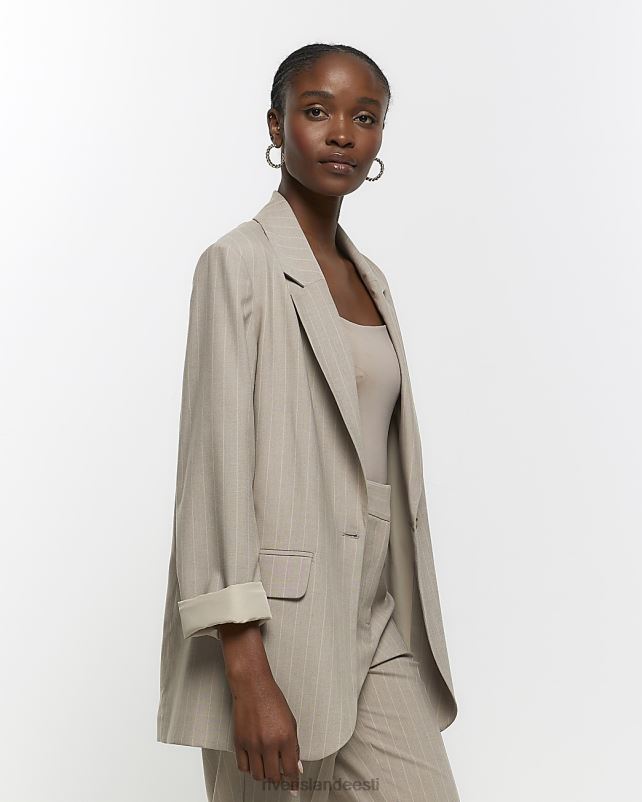 kehakate beež naised River Island triibuline varrukatega bleiser 44TLL202