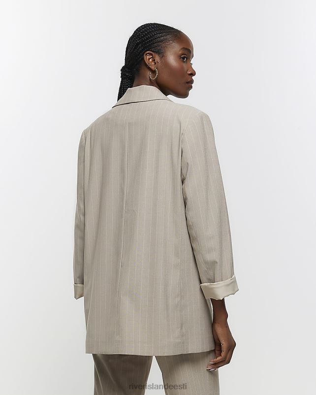 kehakate beež naised River Island triibuline varrukatega bleiser 44TLL202