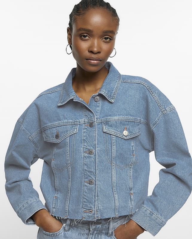 kehakate denim naised River Island kärbitud jope 44TLL1543