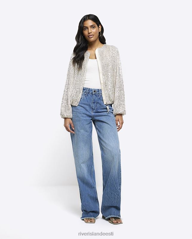 kehakate hõbedane naised River Island litritega lukuga bomber jope 44TLL1105