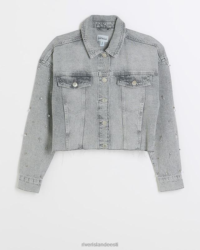 kehakate hall naised River Island kaunistatud crop teksajakk 44TLL4025