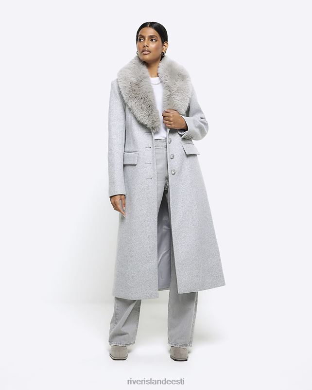 kehakate hall naised River Island kunstkarusnahast kraega õngejadaga mantel 44TLL56