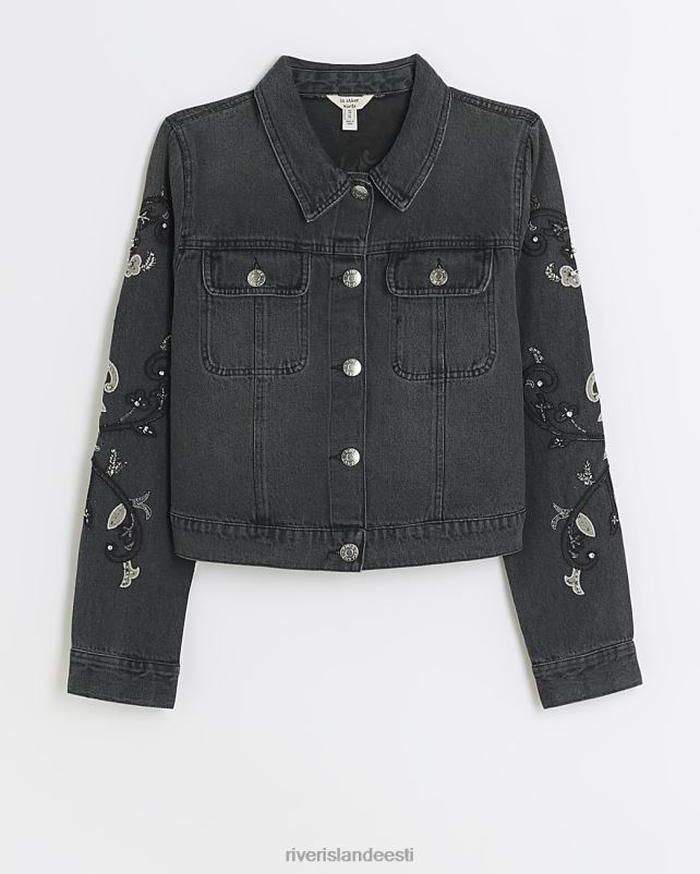 kehakate hall naised River Island tikitud crop teksajakk 44TLL4029