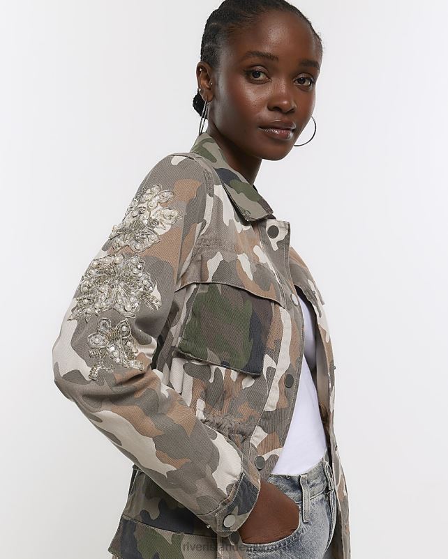 kehakate khaki naised River Island camo kaunistatud tarbevarras 44TLL4399