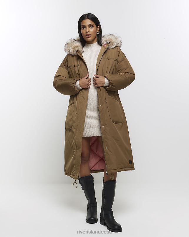 kehakate khaki naised River Island kapuutsiga õngejada parka jope 44TLL606