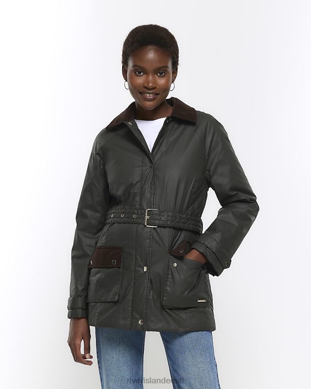 kehakate khaki naised River Island vööga heritage vahatatud jope 44TLL4308