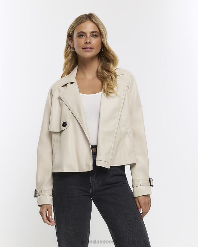 kehakate kreem naised River Island kunstnahast crop mantel 44TLL1301