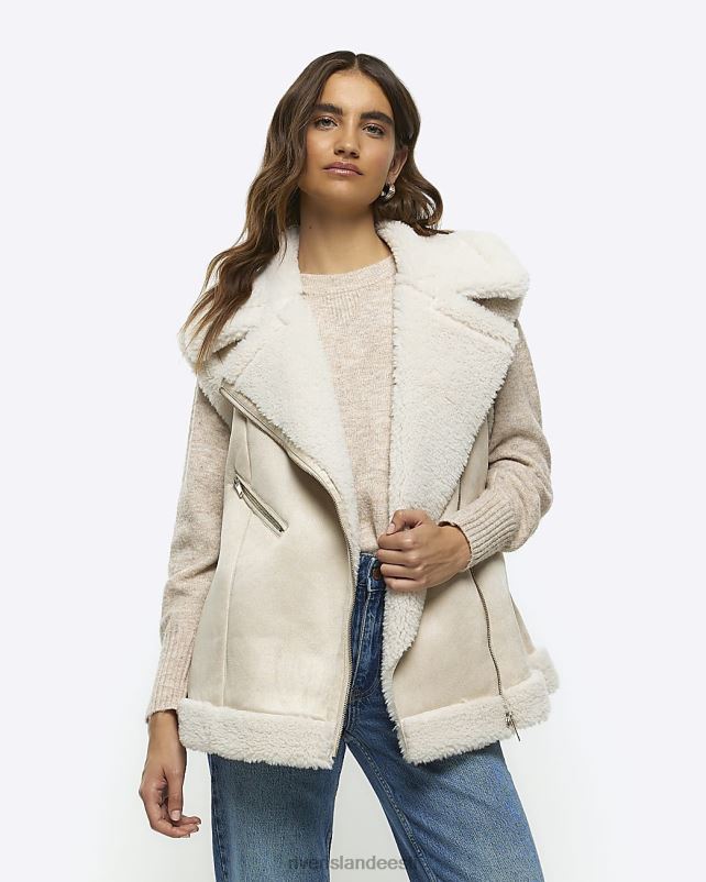 kehakate kreem naised River Island suedette borg vooder gilet 44TLL3759