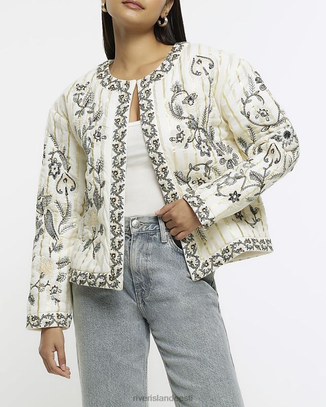 kehakate kreem naised River Island tepitud tikitud lilleline jakk 44TLL1061