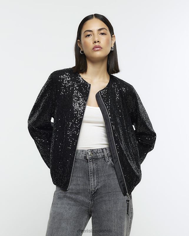 kehakate must naised River Island Litritega bomber jope 44TLL3952