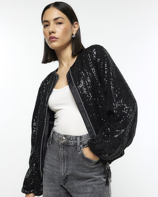 kehakate must naised River Island Litritega bomber jope 44TLL3952