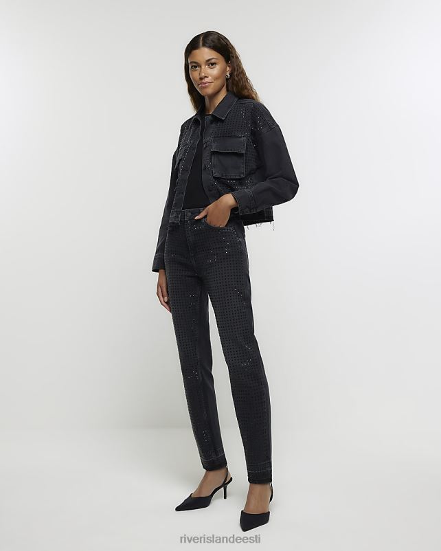 kehakate must naised River Island diamante crop teksajakk 44TLL3984
