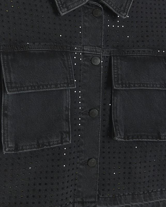 kehakate must naised River Island diamante crop teksajakk 44TLL3984