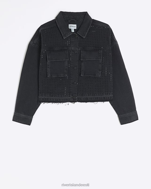 kehakate must naised River Island diamante crop teksajakk 44TLL3984